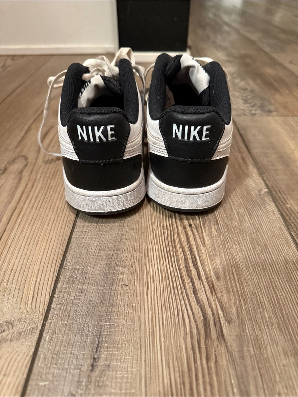 Nike Womens Court Vision Black and White Low-Top Sneakers - Picture 4 of 8